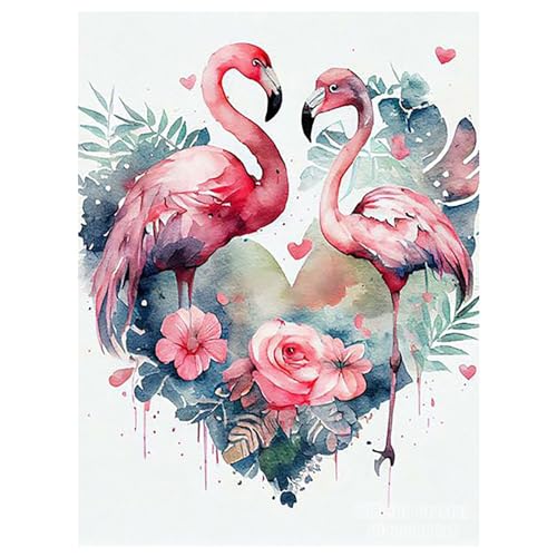 SHEGZHUC Diamond Painting Flamingo Rose 30x40cm Diamant Painting Bilder Flamingo Diamond Painting Herz Liebe Rosa Rose Blumen Diamant Malerei Kunst Stickerei Kreuzstich Bilder Geschenk Wanddekoration von SHEGZHUC