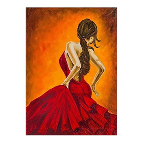 SHEGZHUC Diamond Painting Frau in Langen Roten Kleid 30x40cm Diamond Painting Ballerina Diamond Painting Tanzende Frau Diamant Malerei Kunst Stickerei Kreuzstich Bilder Geschenk Wanddekoration von SHEGZHUC