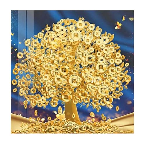 SHEGZHUC Diamond Painting Goldbaum Kupfermünzen Geld 30x30cm Malen nach Zahlen Baum Diamant Painting Bilder Lebensbaum Bäume Diamant Malerei Kunst Stickerei Kreuzstich Bilder Geschenk Wanddekoration von SHEGZHUC