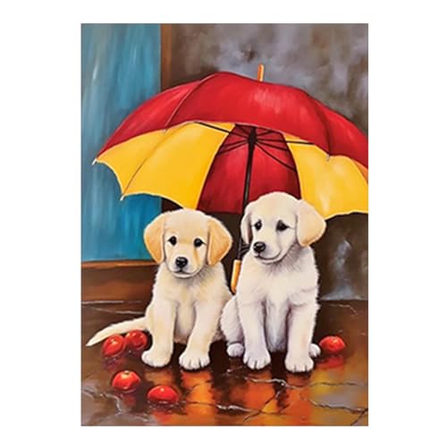 SHEGZHUC Diamond Painting Hunde Labrador Regenschirm 30x40cm Diamond Painting Labrador Gelb Diamond Painting Tiere Hunde Diamant Malerei Kunst Stickerei Kreuzstich Bilder Geschenk Wanddekoration von SHEGZHUC