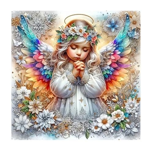 SHEGZHUC Diamond Painting Mädchen 30x30cm Diamond Painting Elfen Feen Blumenfee Schmetterlingsfee Engel Engelsflügel Bunt Diamant Malerei Kunst Stickerei Kreuzstich Bilder Geschenk Wanddekoration von SHEGZHUC