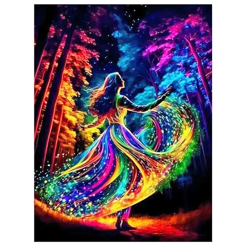 SHEGZHUC Diamond Painting Mädchen Tanzende Frau 30x40cm Diamond Painting Bunter Baum Glitzer Diamond Painting Wald Landschaft Diamant Malerei Kunst Stickerei Kreuzstich Bilder Geschenk Wanddekoration von SHEGZHUC