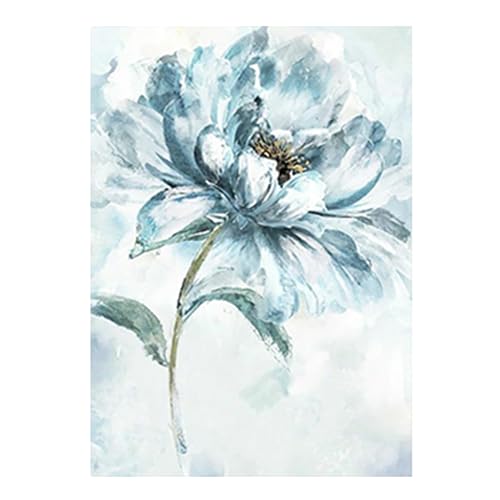 SHEGZHUC Diamond Painting Pfingstrose Blau 30x40cm Diamond Painting Blumen Diamant Painting Bilder Blumen Pflanz Diamant Malerei Kunst Stickerei Kreuzstich Bilder Geschenk Wanddekoration von SHEGZHUC