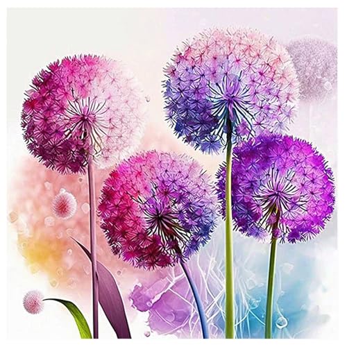 SHEGZHUC Diamond Painting Pusteblume Violett 30x30cm Diamond Painting Blumen Diamond Painting Löwenzahn Lila Mosaik Diamant Malerei Kunst Stickerei Kreuzstich Bilder Geschenk Wanddekoration von SHEGZHUC