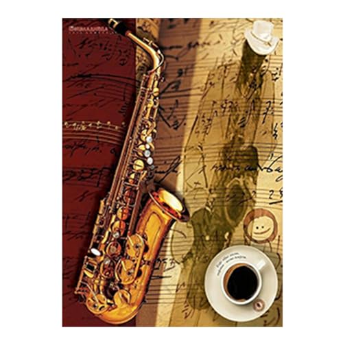 SHEGZHUC Diamond Painting Saxophon 30x40cm Diamant Stickerei Saxophon Musik Musikinstrument Diamond Painting Kaffee Lächelndes Gesicht Diamant Malerei Stickerei Kreuzstich Geschenk Wanddekoration von SHEGZHUC