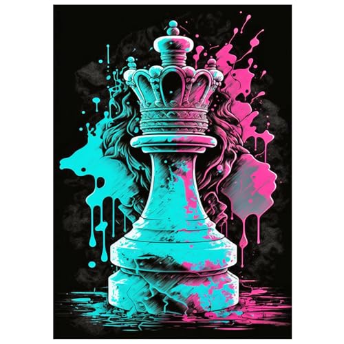 SHEGZHUC Diamond Painting Schach König Königin 30x40cm Diamond Painting Brettspiele Schachspiel Gedankenspiele Mosaik Diamant Malerei Kunst Stickerei Kreuzstich Bilder Geschenk Wanddekoration von SHEGZHUC