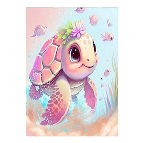 SHEGZHUC Diamond Painting Schildkröte 30x40cm 5D Diamant Painting Schildkröte Meeresschildkröte Diamond Painting Unterwasserwelt Malen nach Zahlen Erwachsene Blumen Diamond Painting Meerestiere Rosa von SHEGZHUC