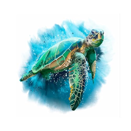 SHEGZHUC Diamond Painting Schildkröte Blau 30x30cm Diamond Painting Meeresschildkröte Diamant Painting Schildkröte Diamond Painting Meerestiere Unterwasserwelt Malen nach Zahlen Erwachsene Tiere Craft von SHEGZHUC