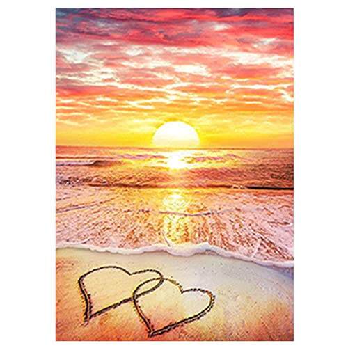 SHEGZHUC Diamond Painting Sonnenuntergang Strand Meer 40x50cm Diamond Painting Glitzersteine Sonnenaufgang Sonnenuntergang Diamond Painting Erwachsene Landschaft Meer Herz Strand Herz Liebe Stickerei von SHEGZHUC