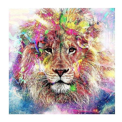 SHEGZHUC Square Diamond Painting Löwe 40x40cm Diamond Painting Quadratische Steine Löwe Diamant Painting Bilder Erwachsene Löwe Diamant Painting Sternzeichen Löwe Diamant Painting Löwe Groß Erwachsene von SHEGZHUC