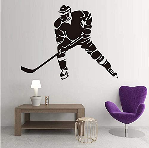 Eishockeyspieler Wandtattoos Eissport Heimtextilien Vinyl Abnehmbare Diy Silhouette Wandaufkleber Kinderzimmer Kindergarten Kunstwandbild 75 * 58Cm von SHENGWW