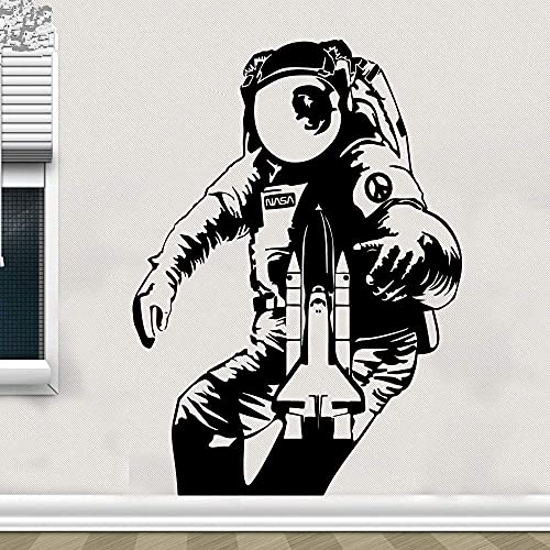 Kinder Wandsticker, Wandtattoo Kunst, Astronaut Weltraum Mond Zimmer 56X40 Cm von SHENGWW