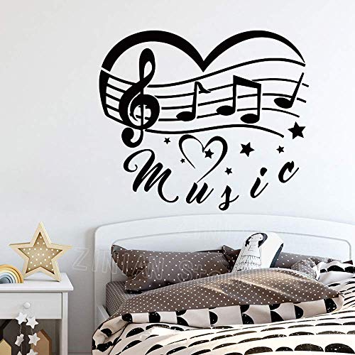 Musik Wandtattoo Herz Note Vinyl Aufkleber Wohnkultur Schlafzimmer Mädchen Zimmer Baby Kinderzimmer Aufkleber Wandbild Musiker Musikstudio 73X30 Cm von SHENGWW