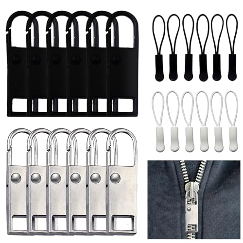 SHENSAIGO 24 Stück Reißverschluss Zipper, 2 Stile Ersatz Zipper Anhänger für Reißverschlüsse, Universal Metall Reissverschluss Zipper, Abnehmbares Reißverschluss Reparatur für Koffer Mantel Stiefel von SHENSAIGO