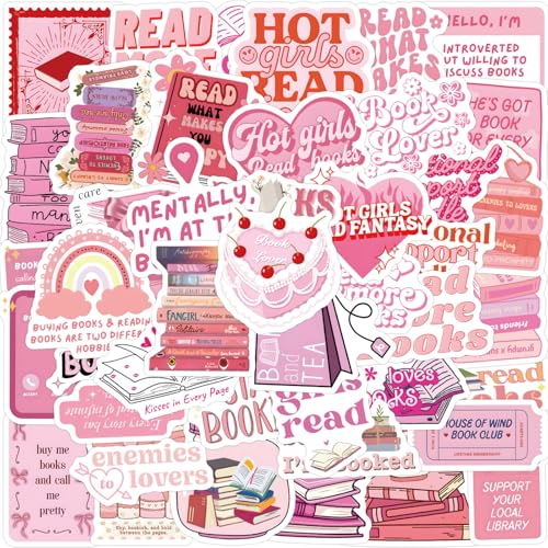 SHENSAIGO 120 Stück Rosa Bookish Sticker, Wasserfeste Buchaufkleber, Vinyl Kindle Sticker Aesthetic, Lesen Book Sticker, Niedliche Buch Aufkleber für Buchliebhaber Laptops Journaling Scrapbooking von SHENSAIGO