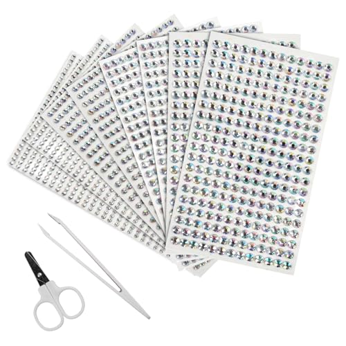 SHENSAIGO Glitzersteine Selbstklebend Set, 3584 Stück Runde Strasssteine, 3-6mm Strasssteine für Textilien mit Pinzette Schere, Strasssteine Selbstklebend für DIY Fingernagel Handy Kleidung Deko von SHENSAIGO