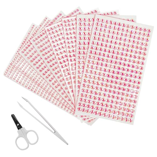 SHENSAIGO Glitzersteine Selbstklebend Set, 3584 Stück Runde Strasssteine, 3-6mm Strasssteine für Textilien mit Pinzette Schere, Strasssteine Selbstklebend für DIY Fingernagel Kleidung Deko (rosa) von SHENSAIGO