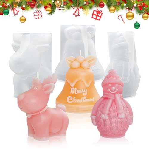 SHEPIN 3 Stück Silikonform Weihnachten Set, Kerzenformen zum Gießen Silikonformen Gießformen Weihnachten Kerzen Selber Machen Set, Kerzen Formen Silikon Weihnachten Handwerk Ornamente von SHEPIN