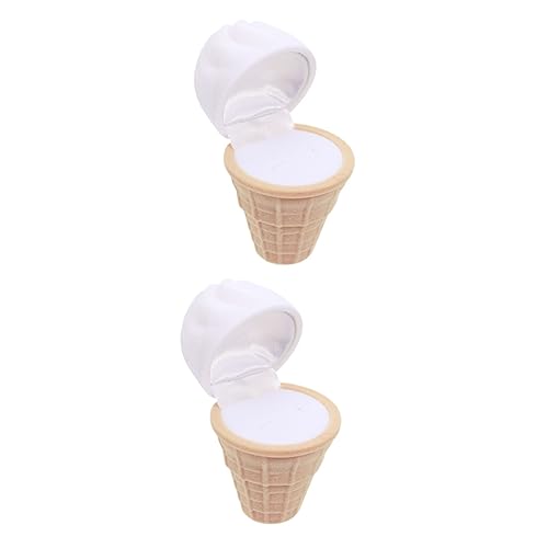 2 Stk Eis-ring-box Simulierter Eiscreme-ringkasten Ringhalter Für Halsketten Schmuckverpackung Reise-schmuck-organizer Eiswaffel Dekoration Reisen Anhänger Box Zylinder Flanell von SHERCHPRY