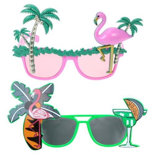 SHERCHPRY 2 Stück Flamingo-Sonnenbrillen Party-Sonnenbrillen Hawaiianische Neuheitsbrillen Tropische Kostüm-Requisiten Sommer-Partygeschenke Strand-Motto-Partyzubehör Dekoration von SHERCHPRY