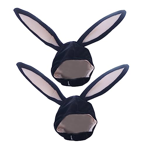 SHERCHPRY 2St Kaninchen Kopfbedeckung Ohren bewegliche Kopfkappe Hasen-Stirnband Hasenkopfbedeckung kaninchenohren rabbit ears Hasenohren Kapuze Hasenohren Mütze Plüschstoffe Black von SHERCHPRY