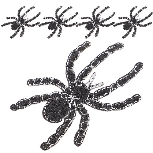 SHERCHPRY Gestickter Spinnenaufnäher 5 Stück Spinnen-Aufnäher Zum Aufbügeln Nähen Spinnen-Aufnäher Spinnen-Aufnäher Kleine Spinnen-Stoffflicken Kleidungsabzeichen Für Stoffdekoration von SHERCHPRY