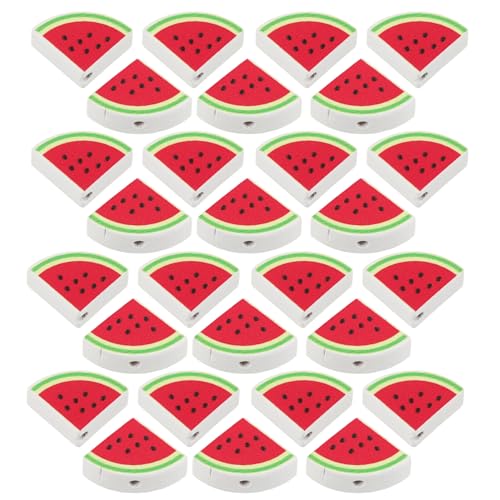 SHERCHPRY 50 Stück Wassermelonen-Holzperlen Mit Löchern Sommerfrüchte Abstandsperlen Palästina Lose Perlen Für Armbänder Schmuckherstellung Zubehör Halskette Ohrringe Basteln Basteln von SHERCHPRY