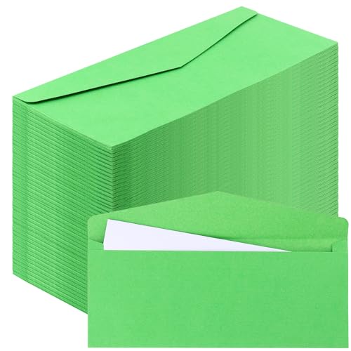 SHEUTSAN Briefumschläge für Grußkarten, Standard-V-Klappe, Business-Versandtaschen, 24,1 x 10,2 cm, Grün, 500 Stück von SHEUTSAN