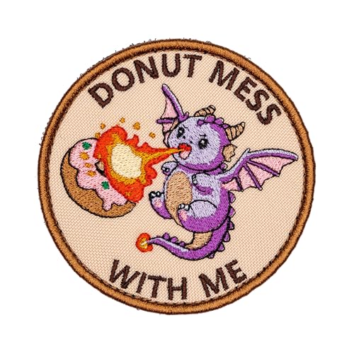 SHEVRONESS Donut Mess with me Tactical Funny Moral Patch für Hüte, Westen, Jeans, Rucksäcke, alle Kleidungsstücke und Ausrüstung, sehr langlebig und unglaublich resistent gegen Verblassen und Reißen von SHEVRONESS