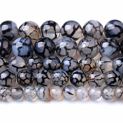 8 mm, 45 Stück Naturstein-Perlen aus schwarzem Drachenvener, Achat, für Schmuckherstellung, DIY-Armbänder 8 mm, 45 Stück Naturstein-Perlen aus schwarzem Drachenvener, Achat, für Schmuckherstellung, DIY-Armbänder von SHFJASBNUMG