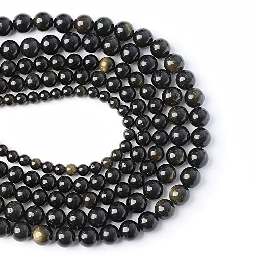AAA-Perlen aus natürlichem Gold-Obsidian-Edelstein, Energieheilungskraftsteine, runde lose Perlen zur, DIY-Armband-Halskette, 8 mm, 46 Stück AAA-Perlen aus natürlichem Gold-Obsidian-Edelstein, Energieheilungskraftsteine, runde lose Perlen zur, DIY-Armband-Halskette, 8 mm, 46 Stück von SHFJASBNUMG