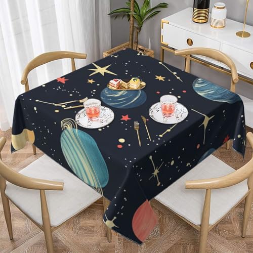 SHFJASBNUMG Bunte Galaxie-Tischdecke, buntes Galaxie-Tischdecke, Universum, Esstisch, Abdeckung für Esszimmer, Küche, Partys, 140 x 140 cm von SHFJASBNUMG