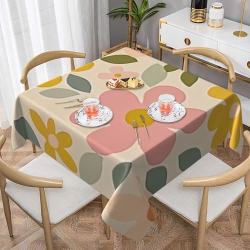 SHFJASBNUMG Esstischabdeckung mit Blumenmuster, Gänseblümchen, Tischdecke für Esstisch, Buffet, Partys, Terrasse und Camping, 140 x 140 cm von SHFJASBNUMG