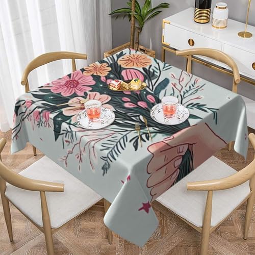 SHFJASBNUMG Esstischdecke mit Blumenmuster, Tischdecke für Esszimmer, Grillen, Picknick, Couchtisch, 140 x 140 cm von SHFJASBNUMG