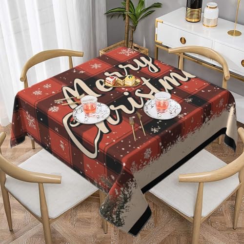 SHFJASBNUMG Frohe Weihnachten Esstischabdeckung, Winterstimmung, Tischdecke, Weihnachtsbaum, Tischdecke für Zuhause, Küche, Restaurant, Party, Buffet, Picknick, 140 x 140 cm von SHFJASBNUMG