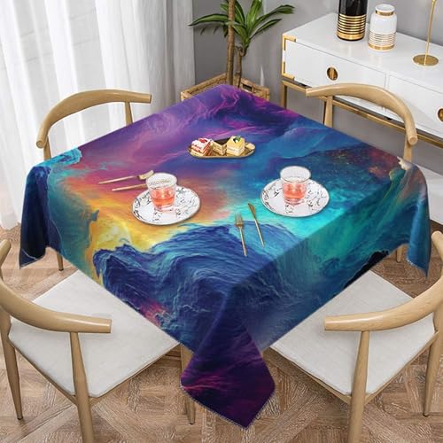 SHFJASBNUMG Galaxy Tischdecke, Violett, Galaxie-Tischdecke, schillernde Galaxie, Esstisch, Abdeckung für den Innen- und Außenbereich, 140 x 140 cm von SHFJASBNUMG