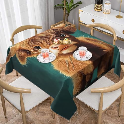 SHFJASBNUMG Kuh-Tischdecke, niedliche Kuh-Tischdecke, Kuh-Esstischabdeckung für Partys, Hochzeiten, Picknick, 140 x 140 cm von SHFJASBNUMG