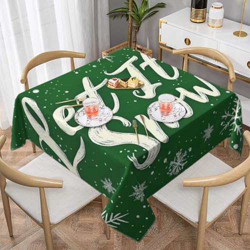 SHFJASBNUMG Let It Snow Tischdecke, Schneeflocken, Esstisch, Weihnachtsbaum, Tischdecke für Dinner-Party, Picknick, Dekoration, 140 x 140 cm von SHFJASBNUMG