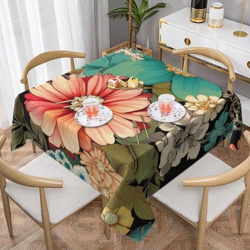 SHFJASBNUMG Moderne Tischdecke mit Aquarell-Blumenmuster, Esstisch, Tischdecke, Tischdecke für Küche, Esszimmer, Dekoration, 140 x 140 cm von SHFJASBNUMG