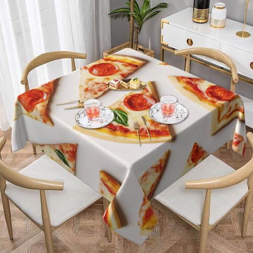 SHFJASBNUMG Pizzascheiben-Tischdecke, Pizza-Tischdecke, niedliche Pizza-Essens-Tischdecke für Esszimmer, Grillen, Picknick, Couchtisch, 140 x 140 cm von SHFJASBNUMG