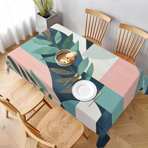 SHFJASBNUMG Schlichte Tischdecke mit Blättern, abstrakte Tischdecke für Zuhause, Restaurant, Picknick, Innen- und Außenbereich, 152 x 228 cm von SHFJASBNUMG