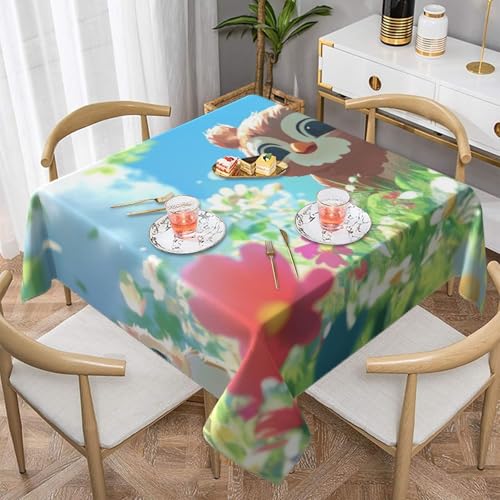 SHFJASBNUMG Tischdecke, Motiv: Bär, Blume, Esstisch, Tischdecke, für Esszimmer, Grillen, Picknick, Couchtisch, 140 x 140 cm von SHFJASBNUMG