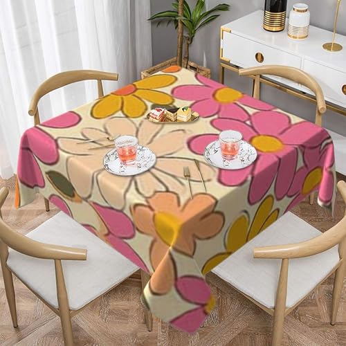 SHFJASBNUMG Tischdecke mit Blumenmuster, Gänseblümchen, Esstischabdeckung für Zuhause, Küche, Restaurant, Party, Buffet, Picknick, 140 x 140 cm von SHFJASBNUMG