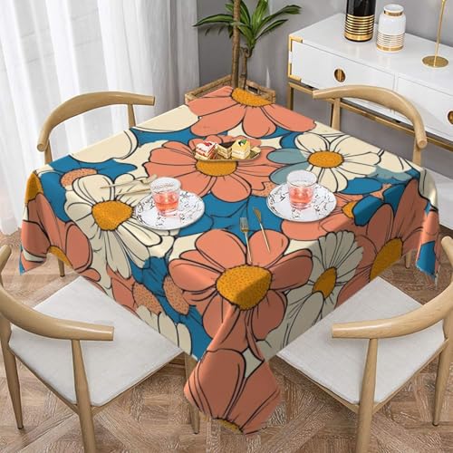 SHFJASBNUMG Tischdecke mit Gänseblümchen-Motiv, Esstischabdeckung, florale Tischdecke für Dinner-Party, Picknick, Dekoration, 140 x 140 cm von SHFJASBNUMG