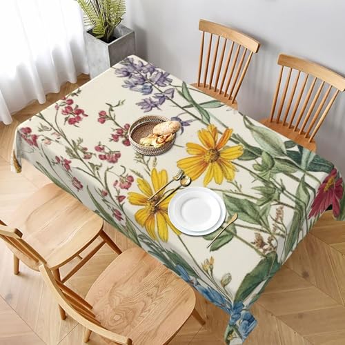 SHFJASBNUMG Tischdecke mit Wildblumenbildern, bunte Pflanzengemälde, Esstisch, Tischdecke, für Esszimmer, Grillen, Picknick, Couchtisch, 152 x 228 cm von SHFJASBNUMG