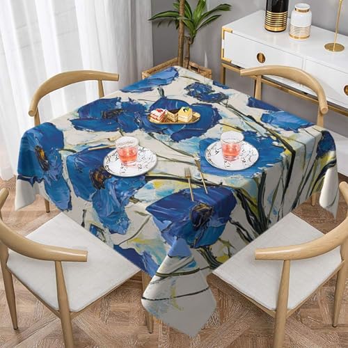 SHFJASBNUMG Tischdecke mit Wildblumenmotiv, blaue Blume, Esstischabdeckung für Outdoor, Camping, Schreibtischabdeckung, Party-Dekoration, 140 x 140 cm von SHFJASBNUMG