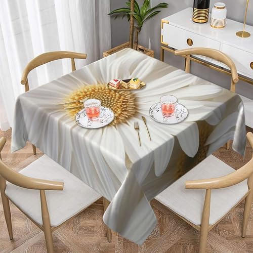 SHFJASBNUMG Tischdecke mit weißen Gänseblümchen, weiße Gänseblümchen, Tischdecke, Esstischabdeckung für Küche, Esszimmer, Dekoration, 140 x 140 cm von SHFJASBNUMG