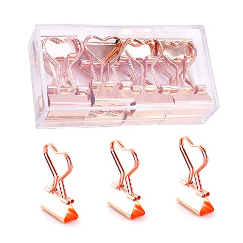 Büroklammern Roségold Herz Clips Binderklammern Roségold Klammern Binder Clip Roségold Herz Klammern Metall Büroklammern Metall Papier Clips Büro Roségold Klemmen Für Büro Roségold 12 Stück von SHFSDHF