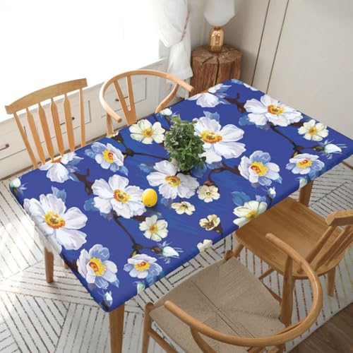 Aquarell Blume Rechteckige Tischdecke -76, klein, 152 cm, wasserabweisender, auslaufsicherer, abwischbarer Polyester-Esstisch von SHFYTRHG