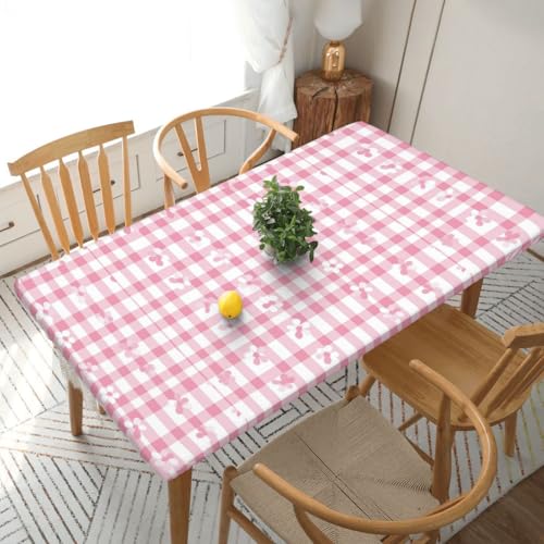 Rosa Kirschblüten-Plaid Rechteckige Tischdecke -76, klein, 152 cm, wasserabweisender, auslaufsicherer, abwischbarer Polyester-Esstisch von SHFYTRHG